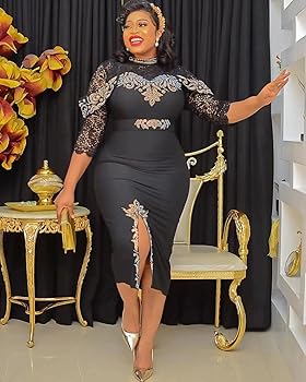 Women African 3/4 Sleeve Dresses Autumn Vintage O-Neck Knee